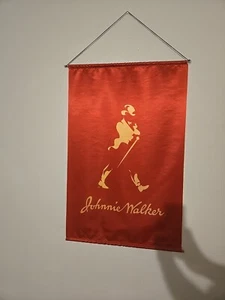 Vintage JOHNNIE WALKER RED LABEL Wall Hanging Sign Banner Tapestry SUPER RARE - Picture 1 of 2