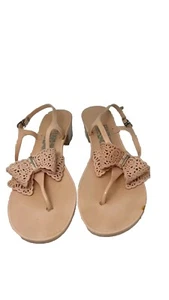 Salvatore Ferragamo Pale Pink Perala Jelly Buckle Lace Bow Sandals Heels Size 7 - Picture 1 of 7