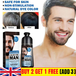 Natural Beard Hair Color Dye Shampoo Mustache Dying Black Darkening for Men NEW