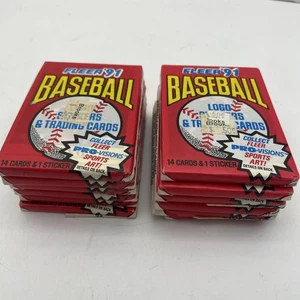 Doce paquetes de cera sellados de béisbol Fleer 1991 14 tarjetas por paquete y 1 pegatina - Imagen 1 de 5