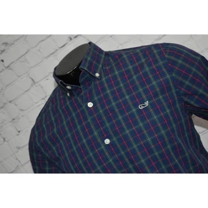 Camisa de vestir Vineyard Vines ballena para hombre talla pequeña bolsillo azul verde cuadros - Imagen 1 de 7