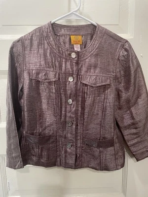Ruby Rd. Chaqueta ciruela metálica, talla 8 Petite Foto 1 de 4