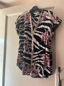 Love & Roses Damen schwarz gestreiftes Top Gr. 10 neu ohne Etikett - Bild 1 von 3