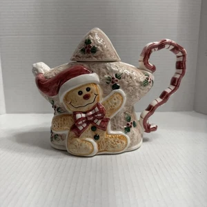 Lebkuchenmann auf einem Stern Vintage Teekanne - 7" hoch - Bild 1 von 8