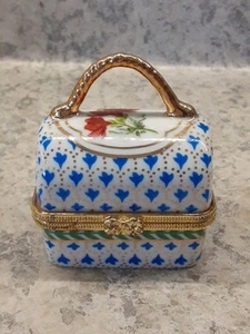 Caja de colección monedero con bisagras baratija escondite píldora anillo caja cerámica sin marca 2"x1"x2.5" - Imagen 1 de 9