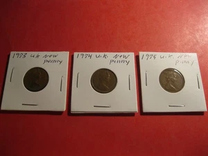 1973 + 1974 + 1975 Großbritannien NEW PENNY 3 Münzen - Bild 1 von 10
