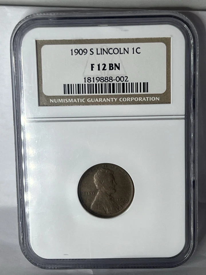 (Lot F) 1909-S Lincoln Cent, Key Date, NGC F12. Hard Key Wheat Penny To Find! - Image 1 of 4