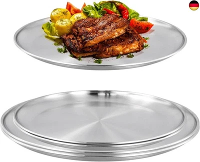 CHUIFAI 5er Set Edelstahl Teller, 26cm und 30cm Edelstahl Rundes Geschirr, - Bild 1 von 4