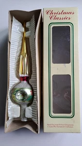 DE COLECCIÓN COMMODORE Rumania Viejo Mundo Vidrio Brillo Navidad ÁRBOL TOPPER con Caja - Imagen 1 de 12