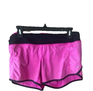 Lululemon Turbo Run Short Paris Pink Microstripe Black Hot Pink Size 4 - Picture 1 of 7