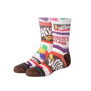 Stance Wonka Bars Crew Sock BRN youth kids size Large 3-5.5 NWT - Picture 1 of 6