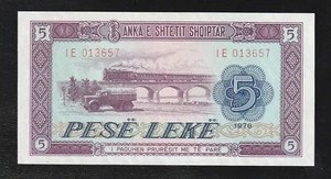 Albanien 5 Leke 1976 LKW Zug & Schiff P42 UNC * Banknote - Bild 1 von 2