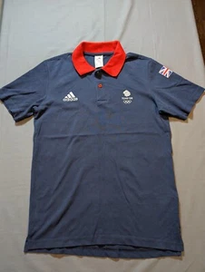 Vintage Adidas Team GB Polo Shirt - Men's S Navy Red Olympics Union Jack - Picture 1 of 10
