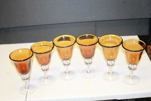 6 Artland Iris Wein/Wasserkelche. Bernstein mundgeblasenes Samen Blasenglas - Bild 1 von 4