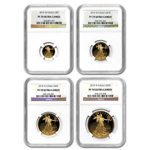 2010-W 4-Coin Proof American Gold Eagle Set PF-70 NGC