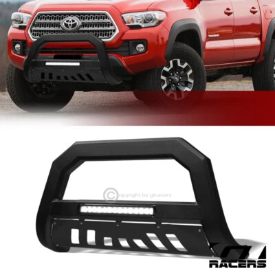 For 2016-2022 Toyota Tacoma Matte Black AVT Aluminum LED Bull Bar Bumper Guard - Image 1 of 4