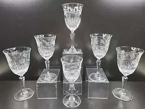 Rogaska Ivy (2) Goblets (4) Wine Glasses Set Vintage Elegant Cut Crystal Bar Lot - Picture 1 of 12