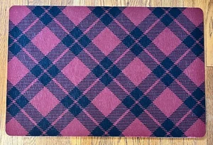 Burgundy & Black Plaid Rug Mat Foam Plaid Mat For Doors & Entryways Plaid Rug - Picture 1 of 7