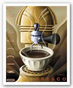 Cappuccino Fresco Michael Kungl Coffee Art Print 22x18 - Picture 1 of 1