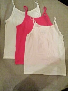 841B1 Hanes 00153 Girls Soft Cotton Camis 3 pack Size 10/12/Large WhitePink - Picture 1 of 1