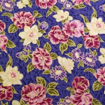 Lovely Small Floral, Pink & Purple Etched In Metallic Gold, Kona Bay Cotton FQ - Image 1 of 4