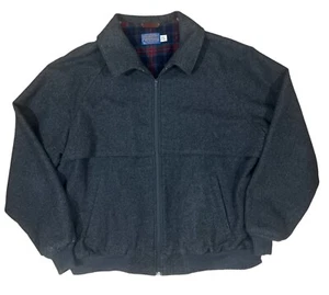 Vintage Pendleton Men’s Bomber Jacket Size XL GRAY Pure Virgin Wool - Picture 1 of 5
