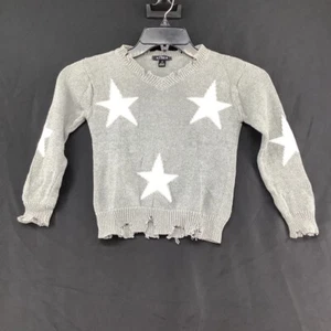 Flowers By Zoe Girls Pullover Sweater Gray Star Ruffle Long Sleeve Cotton 4 New - Picture 1 of 8
