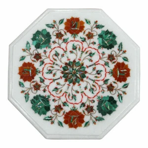 12" Marble Side End Table Handicraft pietra dura inlay art Home Decor - Picture 1 of 5