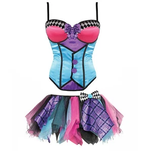LADIES MAD HATTER CORSET WORLD BOOK DAY HALLOWEEN COSTUME ADULTS FANCY DRESS - Picture 1 of 5