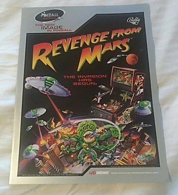 Revenge From Mars  Original Bally Pinball Flyer 2000 NOS Nice! - Image 1 of 2
