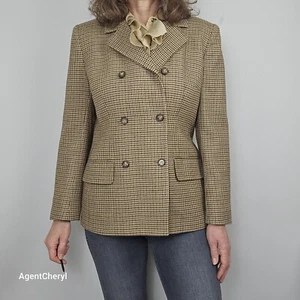 Vintage JONES NY Gr. 8 braun Hahnentritt klassisch Wolle kariert Blazer Jacke Herbst - Bild 1 von 13