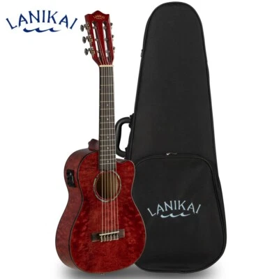 Lanikai QM-RDCEG красный выстеганный клен акустическая электрическая гитара с чехлом - Изображение 1 из 4