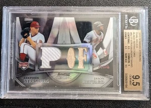 2010 Bowman Sterling Dual Relics Black Heyward Stephen Strasburg RC /25 BGS 9.5 - Picture 1 of 7