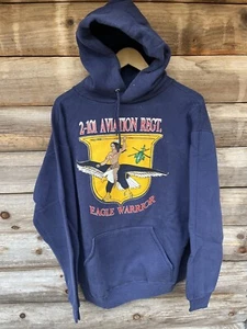 VTG 2-101 Aviation Regt Eagle Warrior Sweatshirt US Military Hoodie Blue Sz XL - Picture 1 of 6