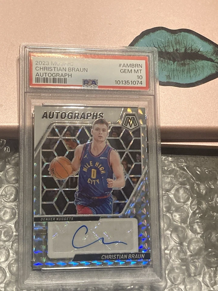 CHRISTIAN BRAUN 2023 Panini Mosaic Prizm Auto Pop 1.  - Image 1 of 3