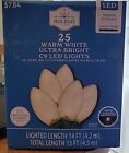25-count Warm White Ultra Bright Led C9 Christmas Lights With Green Wire, 15'