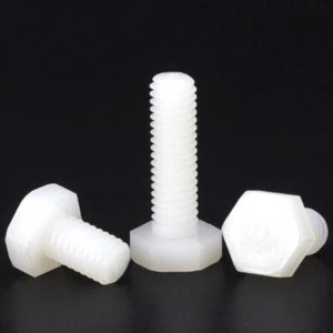 White Nylon Hex Screws M4 M5 M6 M8 M10 M12 Plastic Insulating Bolts Fastener - Picture 1 of 9