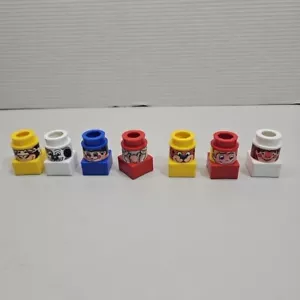 Vtg 1984 Ritvik Mega Blocks 2 Sided Figures Woman Man - Dog Cat - Elephant Sheep - Picture 1 of 7