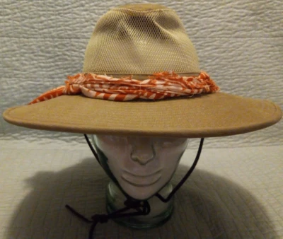 Sombrero boonie grande Dorfman Pacific bronceado ventilado para mujer con bufanda decorativa Foto 1 de 4
