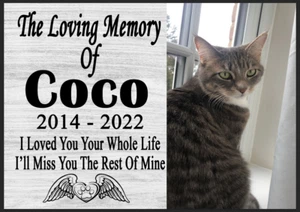 Pet Memorial Personalised Plaque Cat Dog Grave Metal Sign bereavement memory Tin - Picture 1 of 1