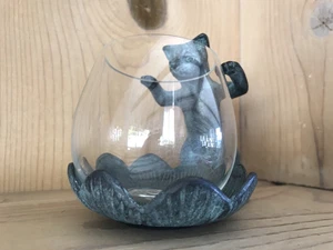 Vintage Bronze Curious Cat Figurine Votive NIB - Picture 1 of 4