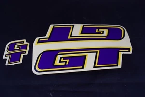 GT decals stickers old school bmx dark purple / yellow NOS - Picture 1 of 6