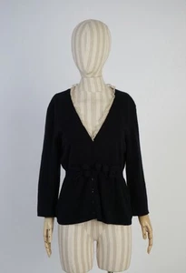 RED Valentino Strickjacke Wolle Kaschmir schwarz Spitzenkragen Schleife Gr. IT 48 - Bild 1 von 17