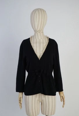 RED Valentino Wool Cashmere Black Cardigan Lace Collar Bow Detail Size IT 48 - Image 1 of 4