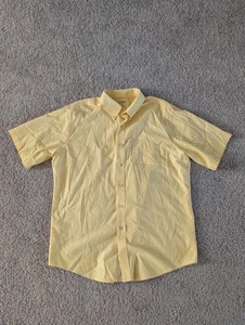 LL Bean Button Up Shirt Trim Fit Yellow Short Sleeve Mens Large Regular  - Picture 1 of 5