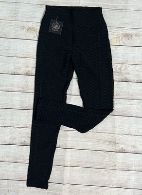 New With POCKETS Black Honeycomb Scrunch Butt Leggings Size S/M Butt Lifting - Image 1 of 4