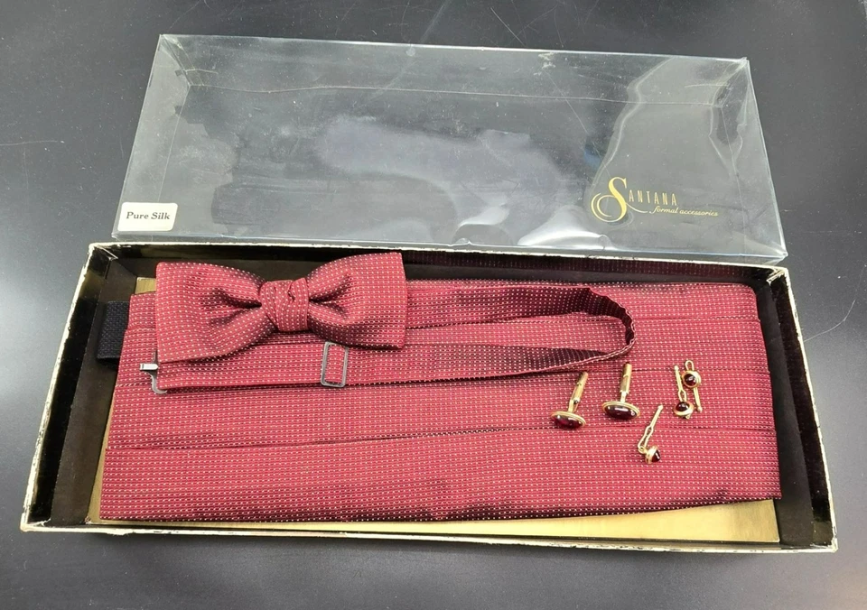 Винтажный официальный набор Santana шелковый галстук-бабочка запонки смокинг CM2085 - Изображение 1 из 4