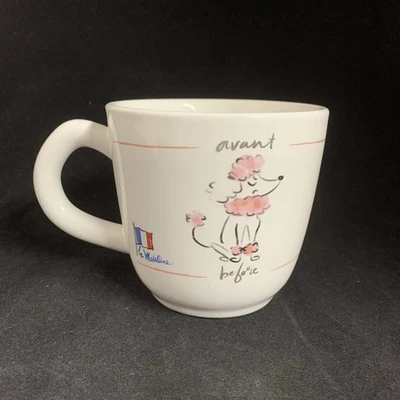 la Madeleine Coffee/Tea Mug Cup Pink Poodle French  Flag White - Image 1 of 4