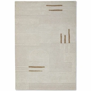 New Hand Tufted Woollen Rug Color Beige, Brown Design Area Handmade Carpet Rug - Picture 1 of 6