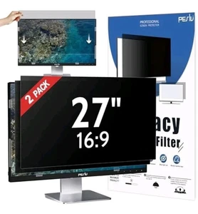 27 Inch Computer Privacy Screen Filter 16:9 Widescreen Monitor Removable 2 Pack! - Picture 1 of 3